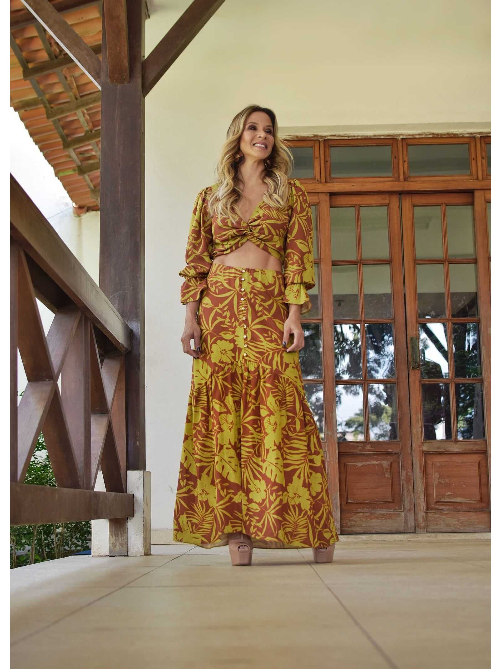fotos de saia longa estampada