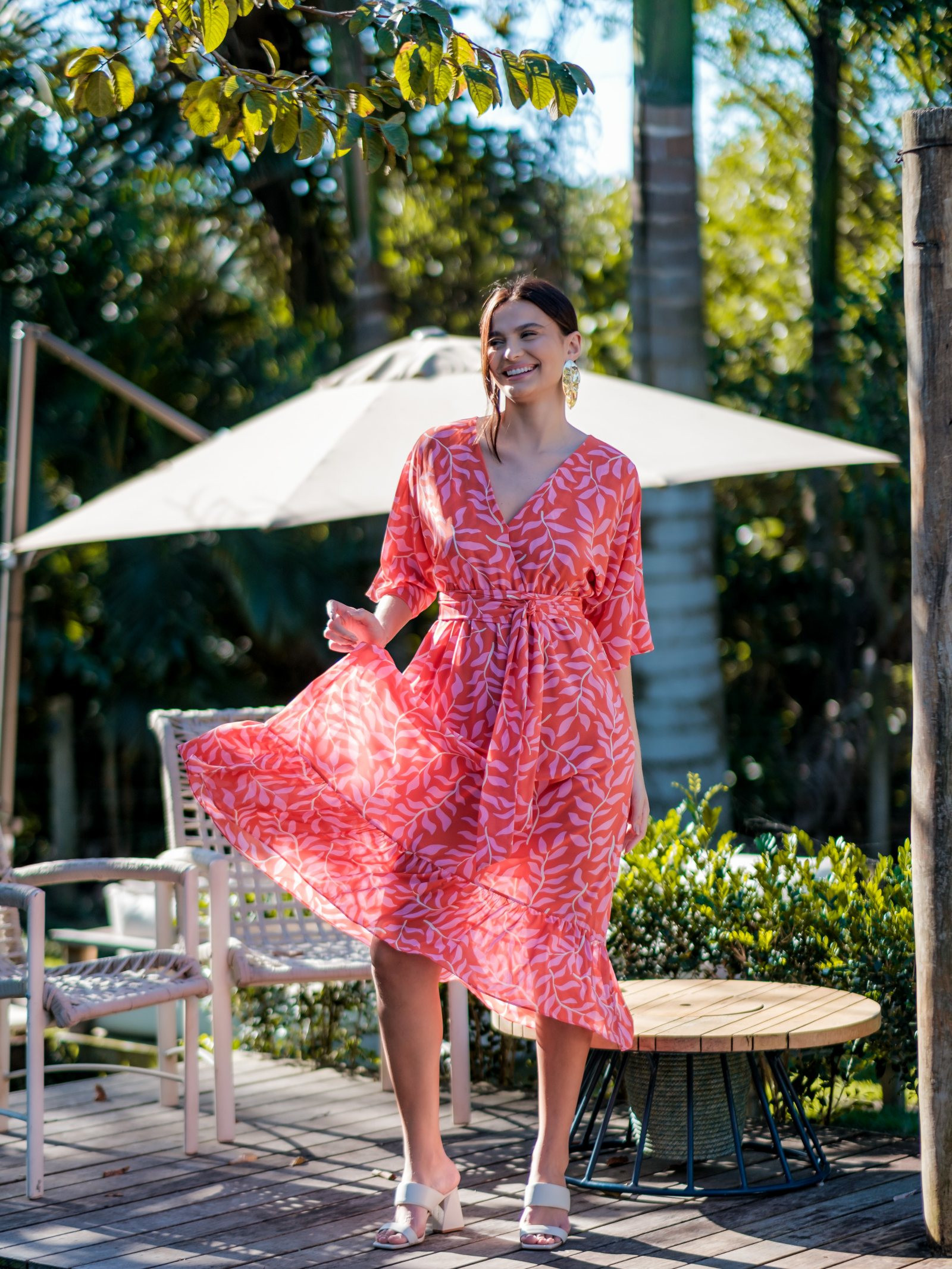 Vestido de crepe estampado sales midi