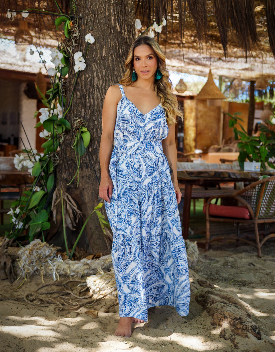 VESTIDO CREPE ESTAMPADO COM CINTO