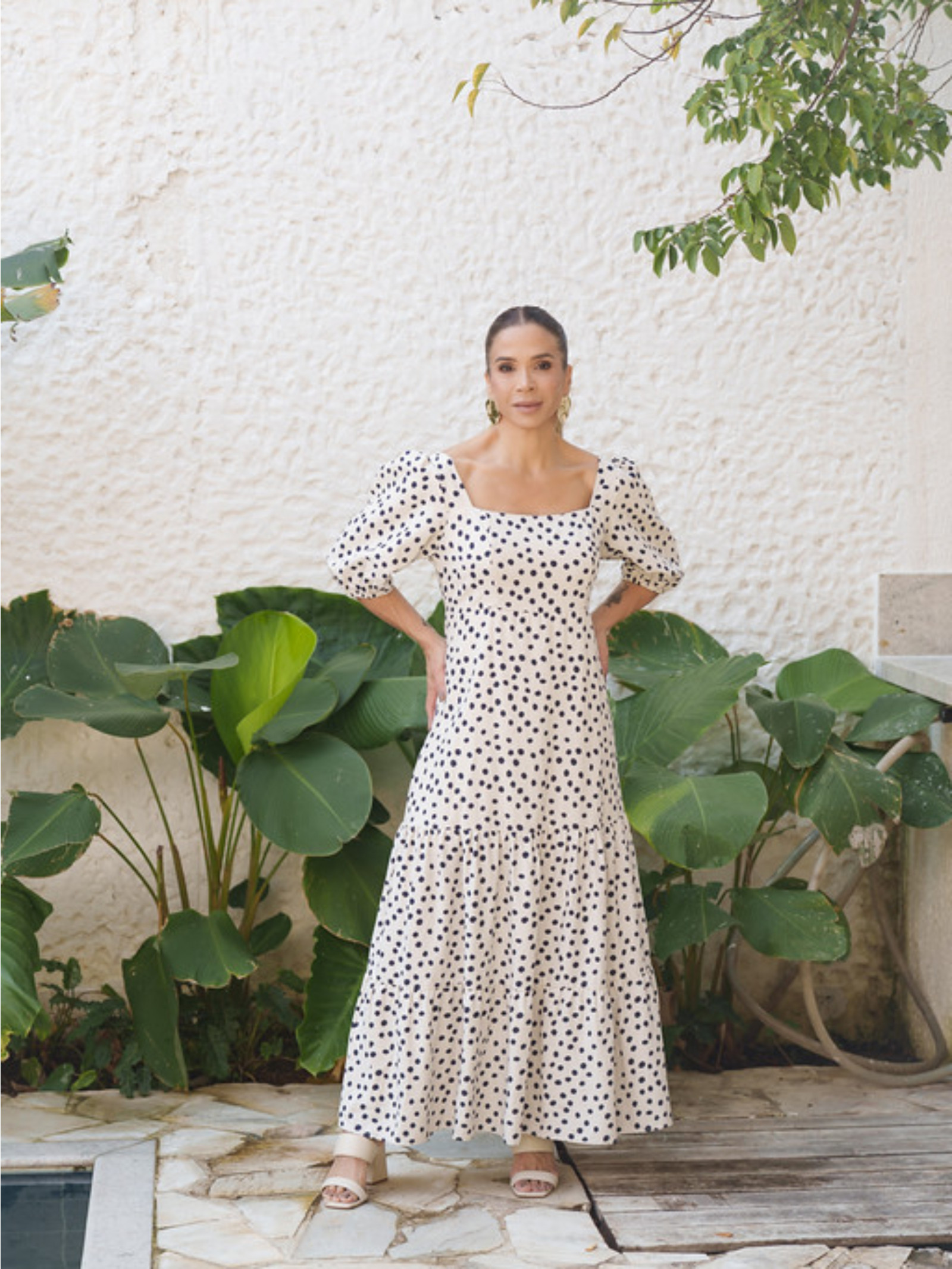 VESTIDO LINHO MIDI POÁ