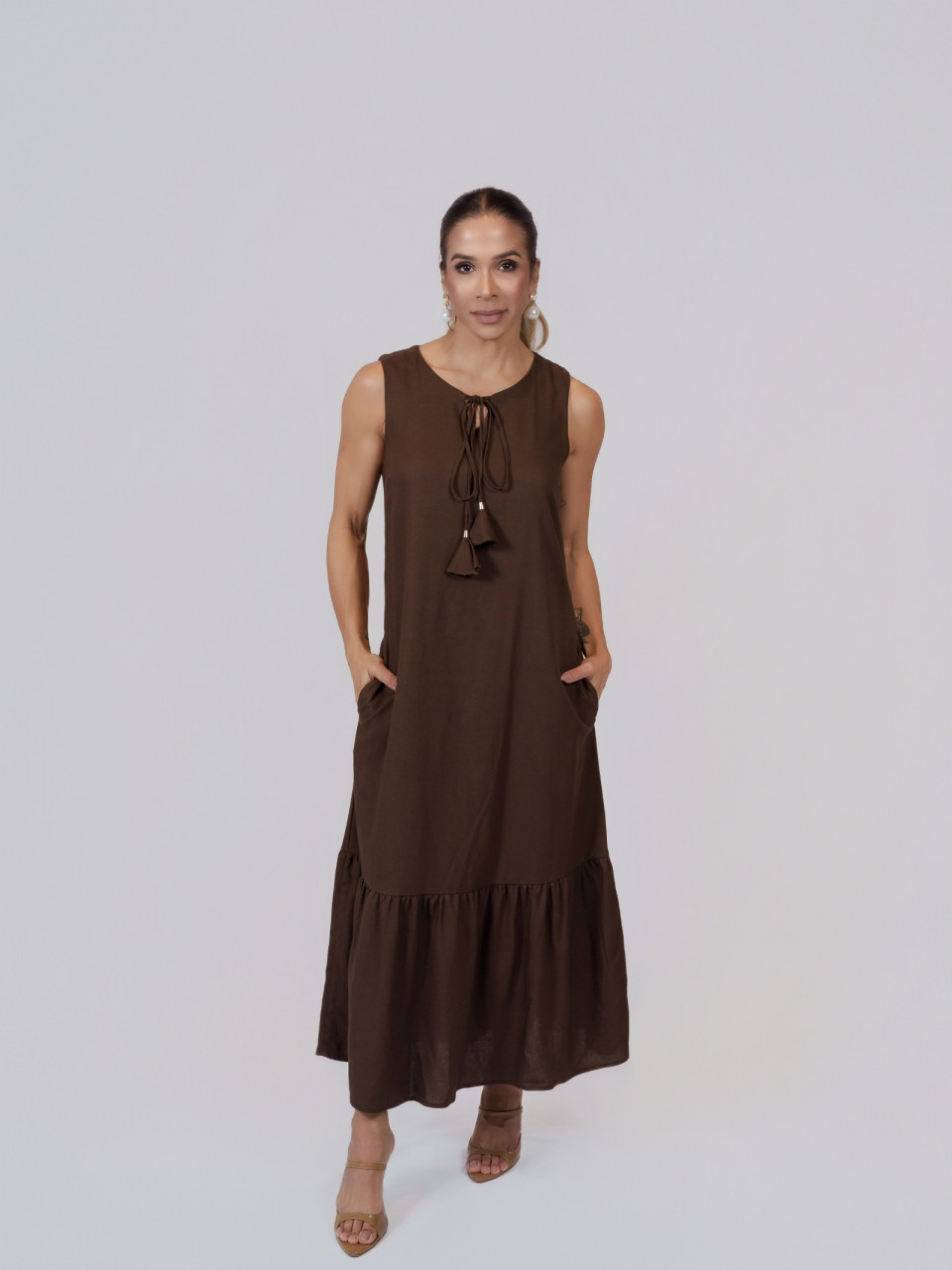 VESTIDO LINHO SEM MANGA