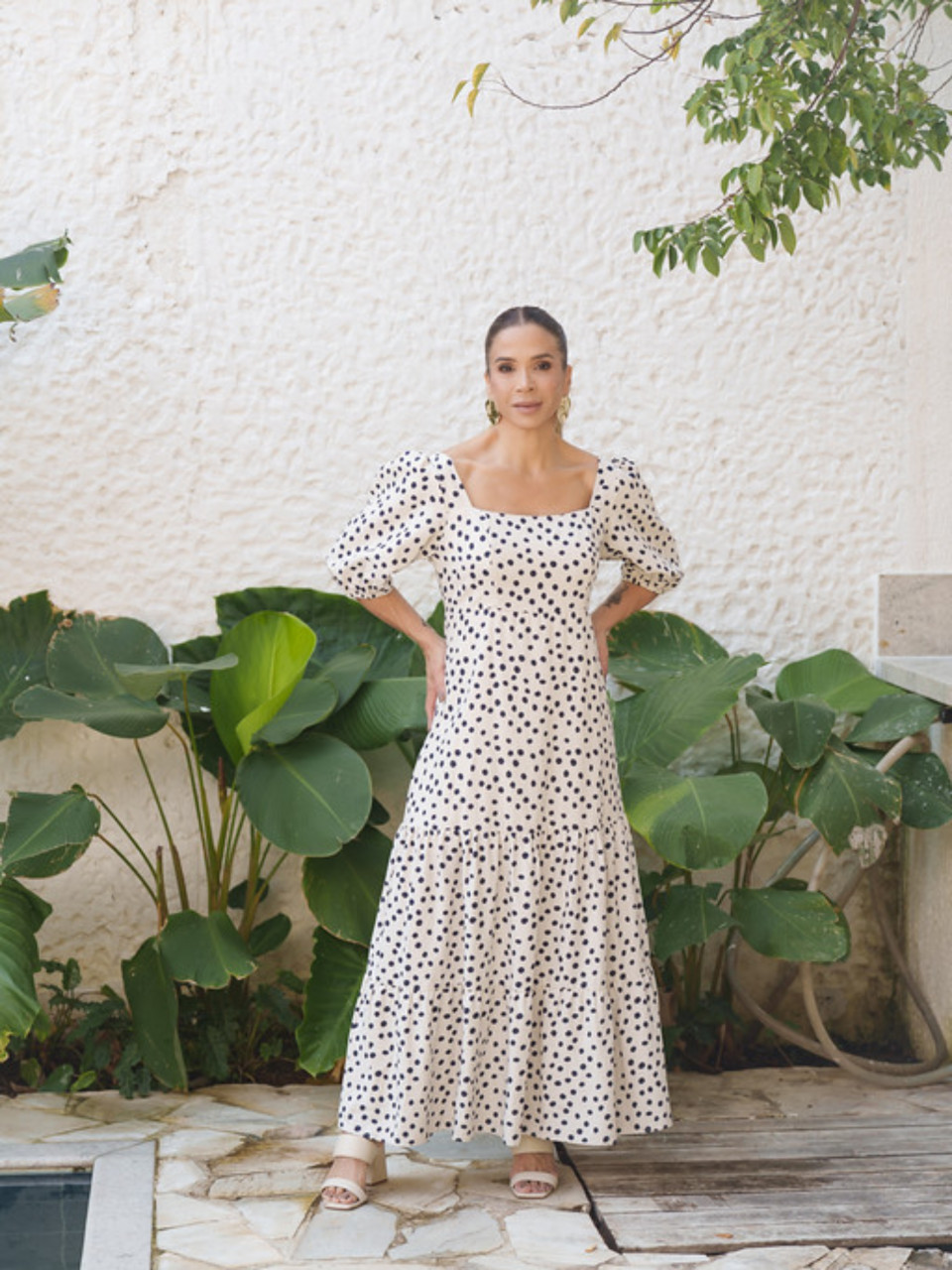 VESTIDO LINHO MIDI POÁ